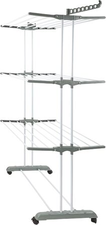 Сушарка для білизни H&F Turmwäscheständer 4-ярусна на колесах з гальмами, 170 см, до 40 кг