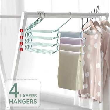 Набір вішалок для штанів, джинсів, краваток та шарфів, нержавіюча сталь, протиковзкі, економія місця (3 шт.), чорний (зелений)