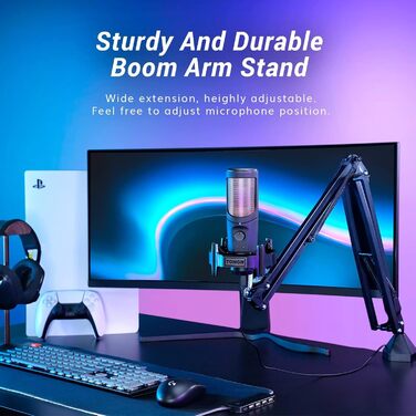 TONOR Мікрофон USB з великою мембраною TC40S, Комплект для ПК, Подкасти, Стрими, Запис, Студія, YouTube, Ігри