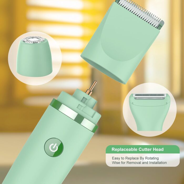 Електричний жіночий триммер для тіла 3-в-1: обличчя, ноги, зона бікіні. Вологостійкий, з LCD-дисплеєм (зелений)