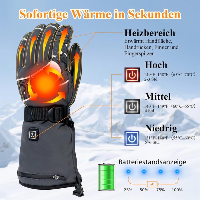 Нагріваючі рукавички Minthouz W13 з акумулятором 5V 5000mAh для чоловіків та жінок, з підтримкою сенсорного екрану та водонепроникним дизайном, для активного відпочинку