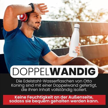 Термос-пляшка з нержавіючої сталі Otto Koning, 500 мл - подвійні стінки, вакуумна ізоляція, BPA-free
