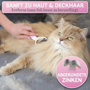 Щітка для собак та котів з довгим хутром BluePet, видаляє підшерстя та ковтуни, захист верхнього шару, рожева