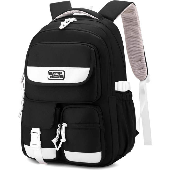 Шкільний рюкзак для підлітка: містка модель для дівчаток 3-5 класів, для середньої та старшої школи, зручний для подорожей та відпочинку (чорний)