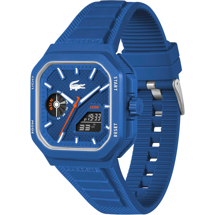 Годинник Lacoste LC33 Square силіконовий, блакитний - кварцовий, чоловічий/жіночий
