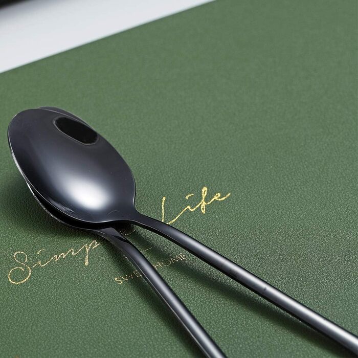 Набір ложок для коктейлів та морозива Kyraton Edelstahl, 6 шт. з чорним титановим покриттям