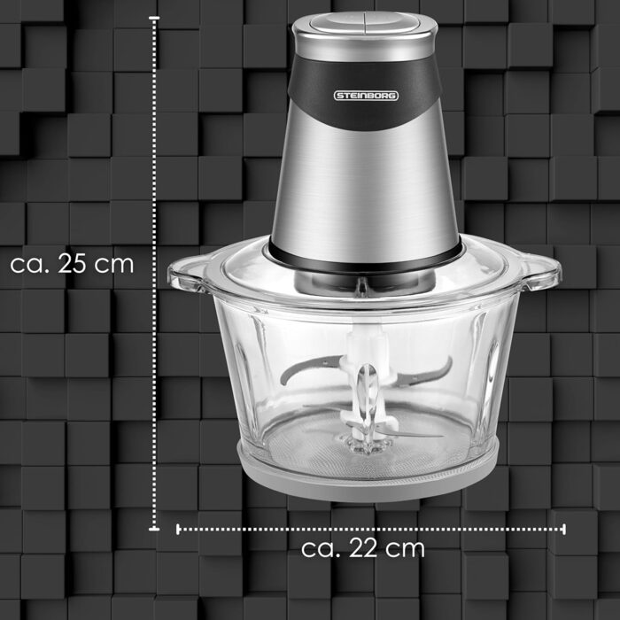 Електричний подрібнювач Multizerkleinerer Blitzhacker 500W 1,8L: універсальний кухонний комбайн для приготування дитячого харчування, горіхів, овочів, фруктів та м'яса. Скляна чаша.