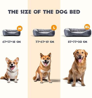 Dog Bed for Dogs 67x57cm, Non-Slip Dog Basket, Super Soft Fiber Filling, Washable Pet Bed for Small and Medium Dogs and Cats