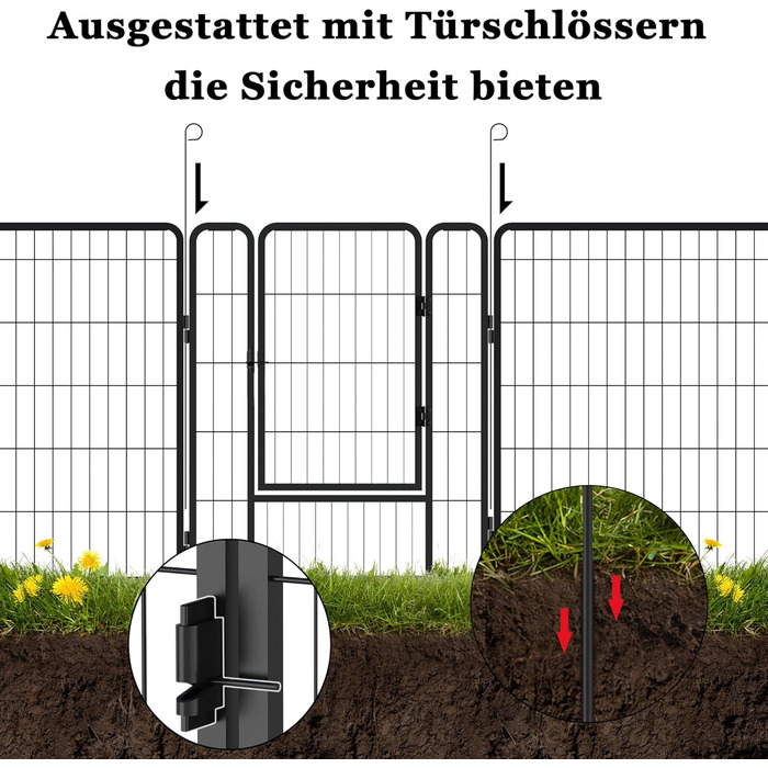 Вольєр для цуценят/собак Freigehege, складаний, 6 секцій, 65x80 см, чорний (6 шт.)