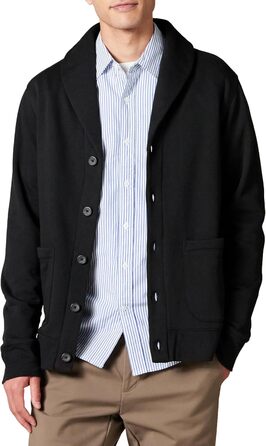 Чоловіча в'язана жилетка Amazon Essentias з капюшоном та коміром-шарфом (M, Чорний)