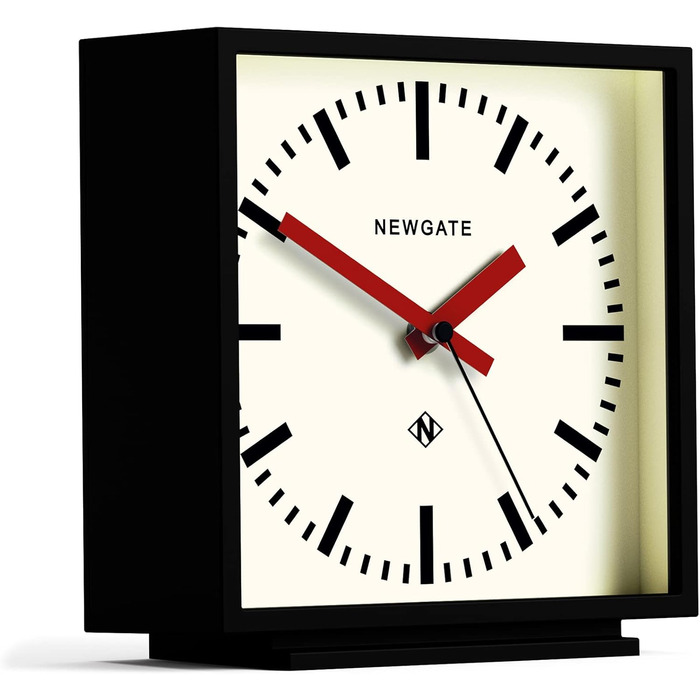 NEWGATE® Amp Silent Sweep Clock – 'No Tick' – a Modern Mantel Clock – Clocks for Living Rooms – Office Clock – Desk Clock – Mantel Clocks – Station Dial (Red)