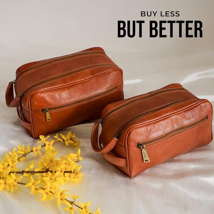 Шкіряна косметичка для подорожей Berliner Bags Vintage Kulturbeutel Tim XL, унісекс несесер для аксесуарів та гігієни, коричневий