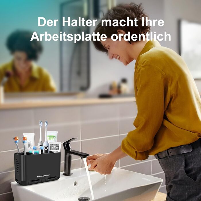 Тримач для зубних щіток електричних, органайзер для ванної кімнати, великий, антиковзний, регульований, сімейний, дитячий, чорний