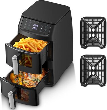 Аерофритюрниця TopStrong Doppelkammer 11л, 2500 Вт, 6 функцій, з оглядовим вікном, вертикальна, подвійна камера, для рівномірного приготування