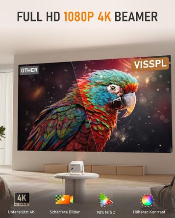 Міні проєктор Smart Beamer A-27000L з Wi-Fi 6, Bluetooth, підтримкою 4K та Netflix, Full HD 1080P, автофокусом та корекцією трапеції 6D для домашнього кінотеатру та використання на вулиці