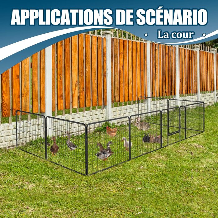 Металевий вольєр для цуценят та собак, загін для вигулу, 12-ти частинний забір, висота 60 см
