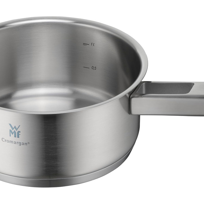 Каструля WMF Ultimate Cool 16 см без кришки, 1,4 л, Cromargan® нержавіюча сталь, без покриття, для індукційних плит, з внутрішньою міткою об'єму, придатна для миття в посудомийній машині