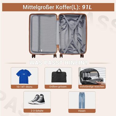 Чемодан British Traveller Groß 74.5 см, 91 л: Легкий валіза з ABS+PC, TSA-замок, 4 колеса, Кремовий