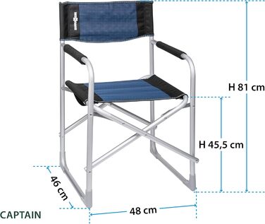 Крісло розкладне Brunner Regista Captain Azzurro/Nero (Чорний/Синій) - комфортне для кемпінгу та відпочинку
