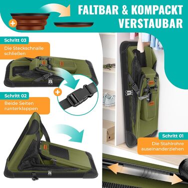 Транспортна переноска для собак та котів (XXL, Хакі) | З підлітком для їжі та плечовим ременем | Складна переноска для тварин