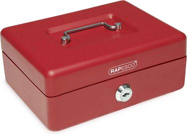 Металева касове обладнання Rapesco SB0006B1 з замком, 3 ключами та висувним ящиком, розмір 6, чорне (червоне - 20 см)