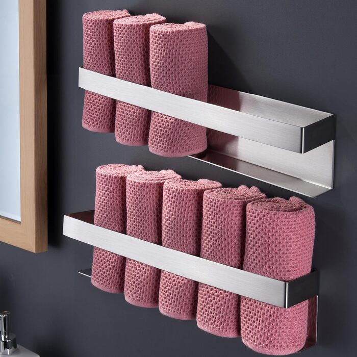 Тримач для рушників ZUNTO без свердління, самоклеючий, з нержавіючої сталі, 40 см, срібляний