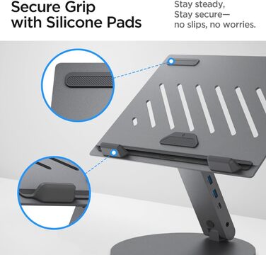 Підставка для ноутбука Spigen ArcDock 6-в-1 з док-станцією (Space Grey) - USB-C, HDMI 4K, для MacBook, iPad, Notebooks до 15.6
