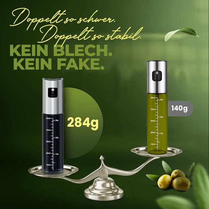 Олійний розпилювач Leisure Life® 2 шт, нержавіюча сталь 1 мм, захисне скло UV, BPA-free, 100 мл, для оливкової олії та здорового приготування (Чорний обсидіан)