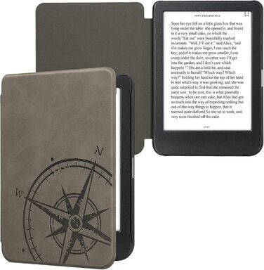 Чохол kwmobile для Kobo Clara BW/Clara Colour/Tolino Shine (5) / Shine Color - чохол з екошкіри, дизайн Kompass Vintage Grey