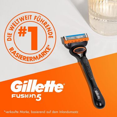 Бритва Gillette Fusion5 для чоловіків, металевий корпус, чорна (1 бритва + 4 змінні касети)