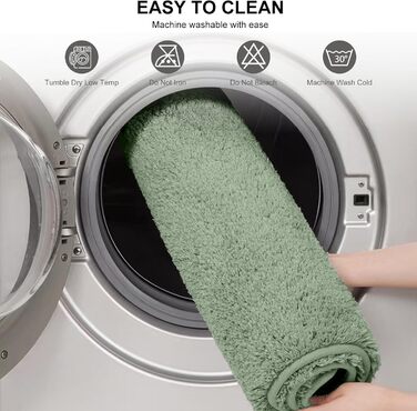 Килимок для ванної кімнати 50x80 см, антиковзаючий, м'який, швидковисихаючий, з високим ворсом, з мікрофібри, для ванни, душу та ванної кімнати (зелений) 80 x 50 см (прямокутний), зелений