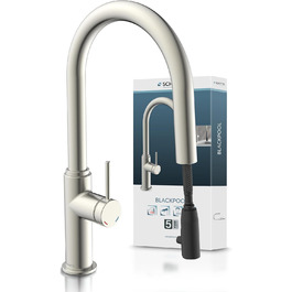 Кухонний змішувач SCHÜTTE 79562 Blackpool з висувною лійкою, поворотний на 360°, з однорідним змішувачем, нержавіюча сталь