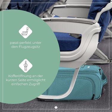 Чемодан ручної поклажі Travelite, 43 см, 28 л, Petrol (з сумкою для ліквідів)