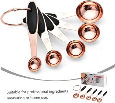 Cieeo 3-Piece Measuring Spoon Set in Rose Gold - Kitchen Helper Set, Kitchen Utensil Set, Baking Accessories Set, Wooden Spoon Set, Measuring Cup, Cocktail Spoon, Kitchen Accessories, Stainless Steel, Rose Gold