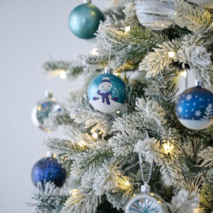 Набір ялинкових прикрас Valery Madelyn, 16 шт, 6 см, червоно-зелено-золота тема (блакитна), з подарунковою упаковкою