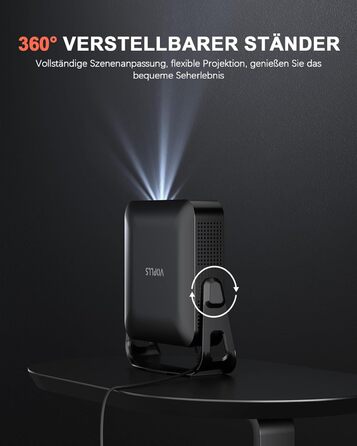 Проектор VOPLLS Mini Beamer 1080P Full HD 4K з автофокусом, корекцією трапецеїдальних спотворень, WiFi6, Bluetooth, 23000 люмен, 360° обертання, для домашнього кінотеатру та мобільних пристроїв