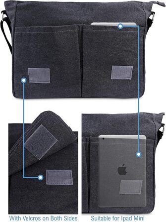TRAVANDO Laptop Bag 14-16 Inch Laptop Bag Men's Shoulder Bag Canvas Sailcloth Messenger Bag Short Trip Bag Messenger Bag Men for Work School Leisure Notebook Bag (Black)