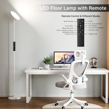 LED-стельова лампа PreeOtti для вітальні з димуванням, 36W, з пультом дистанційного керування та сенсорним керуванням, 3 колірні температури, регулювання інтенсивності світла, чорний колір