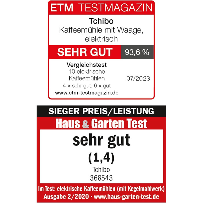 Електрична кавомолка Tchibo з вбудованими вагами, з нержавіючої сталі, конічні жорна, 26 ступенів помолу, чорно-срібна