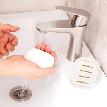 Двохсекційна мильниця овальної форми з піддоном для води. Мильниця з пластику, неслизька та міцна, для ванної кімнати, кухні, лічильника, душу (бежева та хакі)