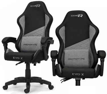Ігрове крісло Prototype EVO, тканина, чорно-сіре