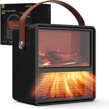 Електричний обігрівач Minthouz 1200W/800W з ефектом полум'я, термостатом та захистом від перегріву для дому та офісу