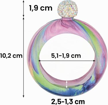 Браслет-фляга TOPTIE з нержавіючої сталі з кришталевою кришкою, 100 мл, Galaxy — стильний аксесуар для вечірок та подарунок
