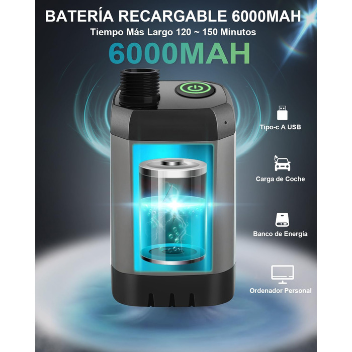 AUTOPkio Camping Shower with Pump, Upgraded Camping Shower 6000mAh Rechargeable Pump, Smart Digital Display for Camp, Outdoor, Pet, Emergency