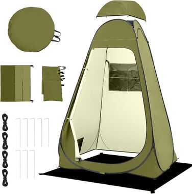 Brian & Dany Pop Up Camping Shower Tent - Portable Privacy Tent with Rainfly & Windows - Outdoor Changing Tent, UPF 50+ Waterproof, Green