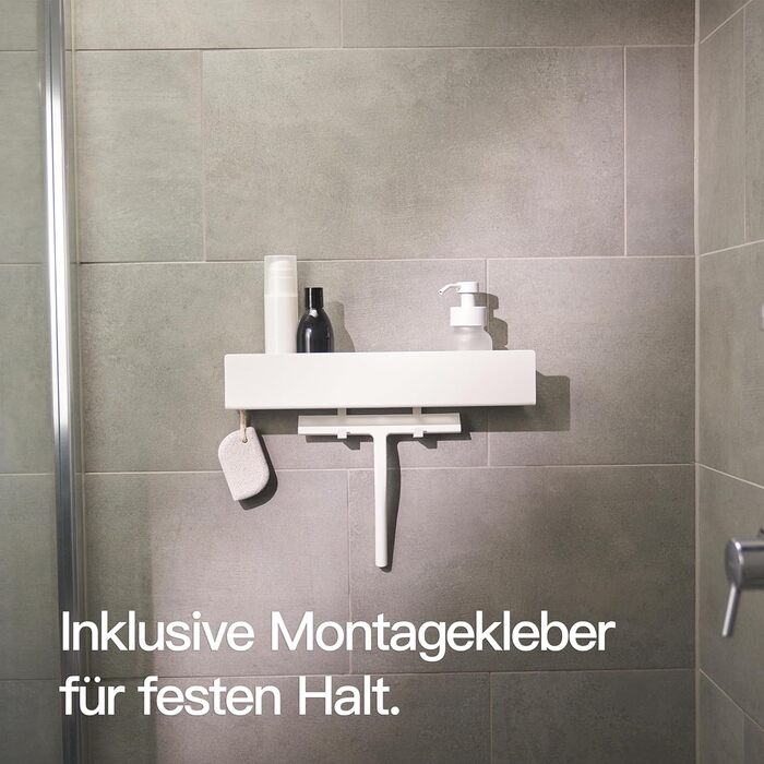 Designfabrik Hamburg Shower Shelf without Drilling | Bathroom Organizer | Shower Shelf without Drilling | Bathroom Shelf | Hanging Shelf | Wall Shelf | Adhesive Shower Basket | Shower Shelf White 42 cm