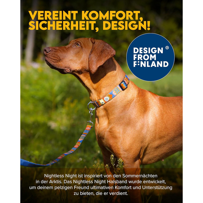 Нашийник для собак маленьких порід Woolly Wolf Nightless Night, XS - регульований, з переробленого поліестеру