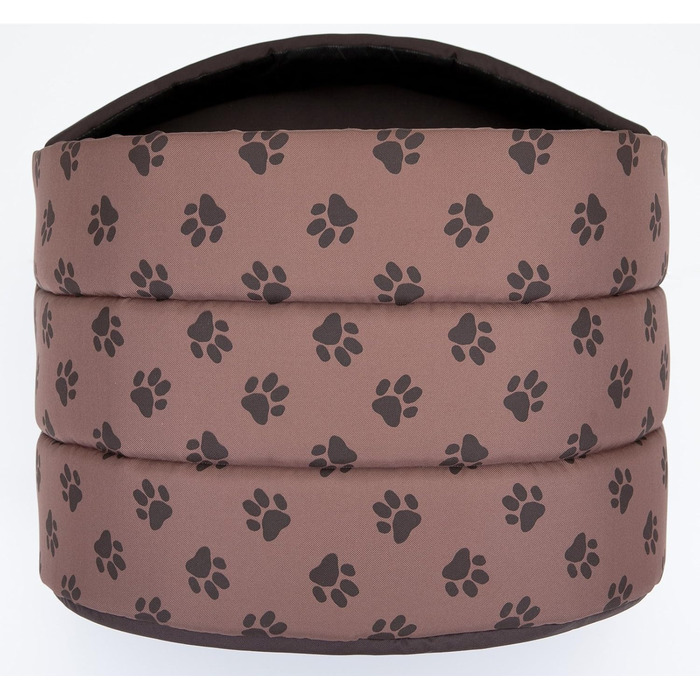 Будка для собак, лежанка для собак, хатинка для собак S-XL (R3 (55 x 43 см), світло-коричневий колір з принтом лапок)