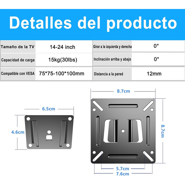 Настінний кронштейн для телевізора orienttvbracket для LED, LCD, OLED, Plasma (14-61 дюймів), VESA до 100x100 мм, фіксований, до 15 кг