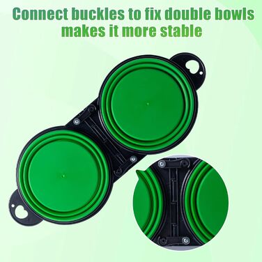Складаний миска для собак SLSON, подвійний набір, для подорожей, прогулянок, активного відпочинку (зелений)